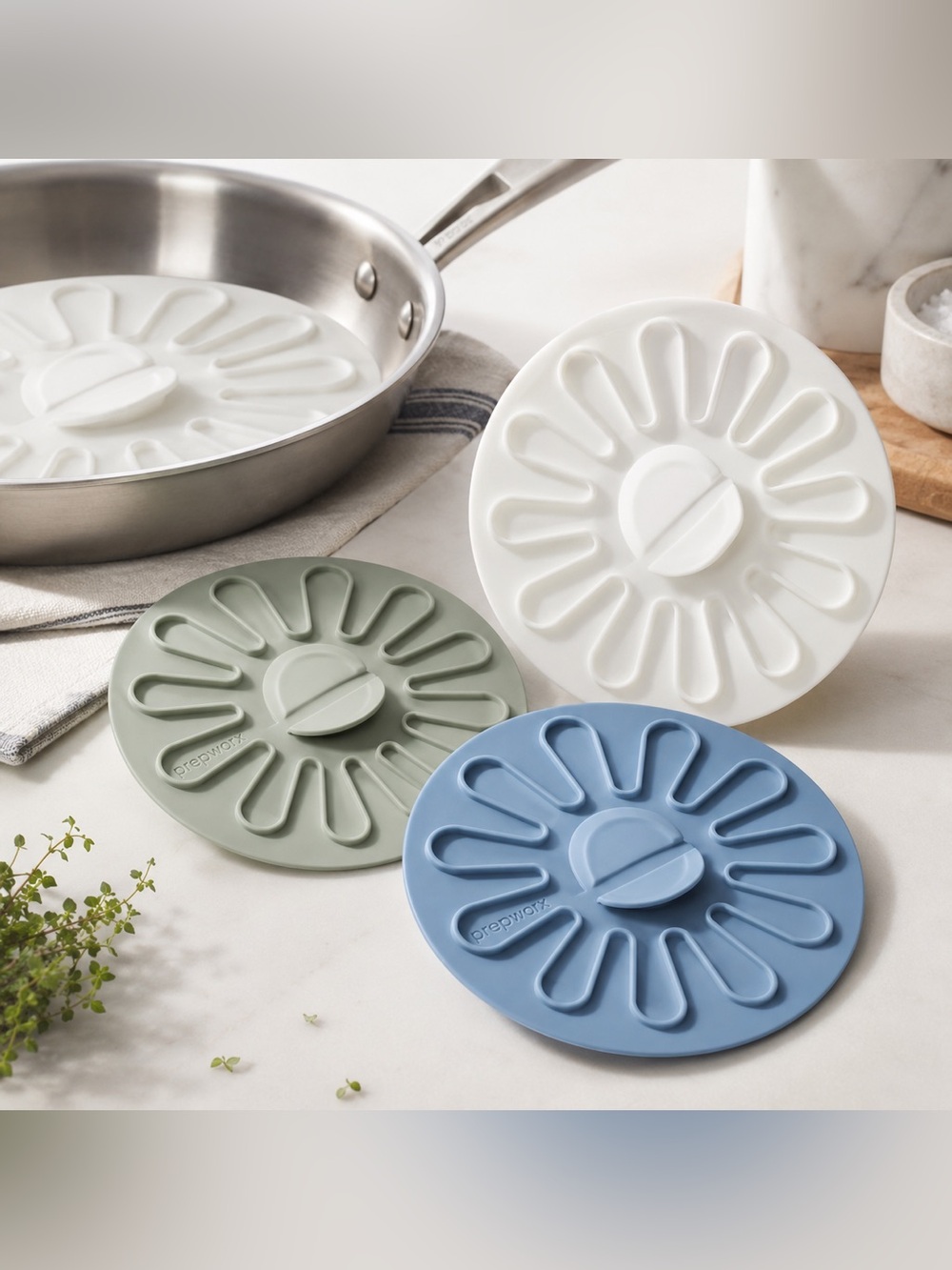 Silicone Multi-Function Lids - Blue, White & Green (Set of 10) - Picture 3 of 6